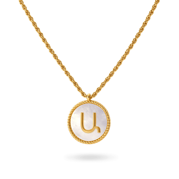 Gold Mother of Pearl Initial Necklace - L ⋆ Amanda Blu and Company